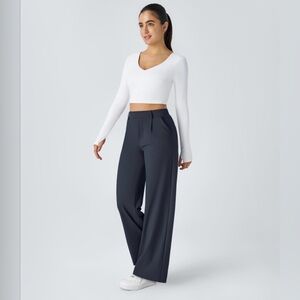 HALARA Wide-Leg High-Rise Pants in Dark Blue